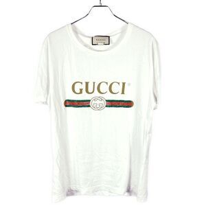 Gucci Logo Washed Oversized T-shirt 440103 X3f05 White XS